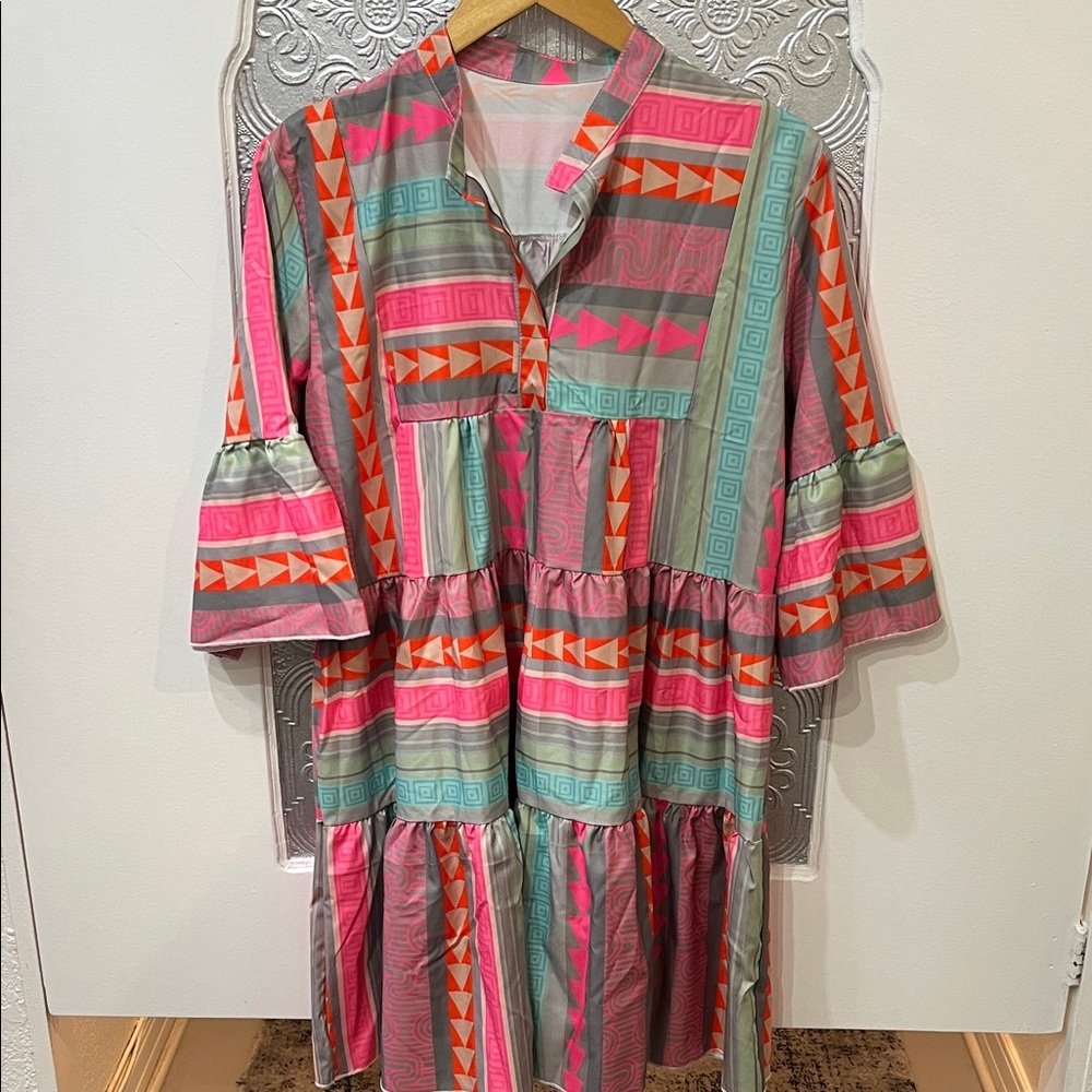 Colorful Geometric Patterned Dress